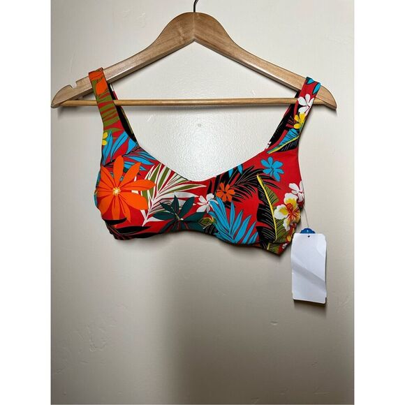 Skinny Dippers by Miraclesuit Hibiscus Hawaiian Print Bikini Top Size Small - Picture 3 of 5